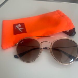 Round Double Bridge Kids Ray-bans Brown & Gold